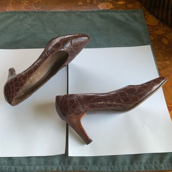 ‼️OFFERS Vintage Genuine Alligator Skin Heels Petra Italy 4.5 HTF Burgundy - Picture 7 of 16